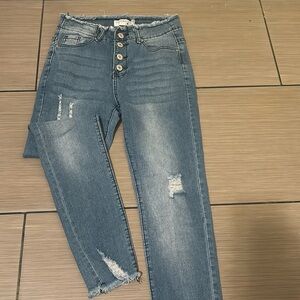 Mid wash jeans size 3 low rise skinny.